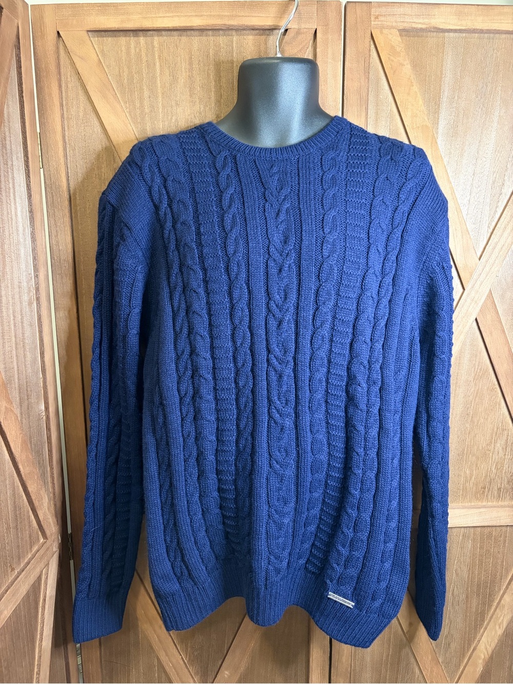 GIORGIO DI MARE Yachting Navy Blue Cable Knit Crew Neck Wool Blend SIZE XXL